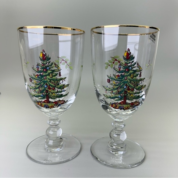 Spode Christmas Water Goblets - Picture 1 of 9